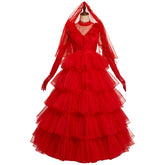 Beetle Juice Lydia Cosplay Kostüm Rot Brautkleid Halloween Karneval Kleid